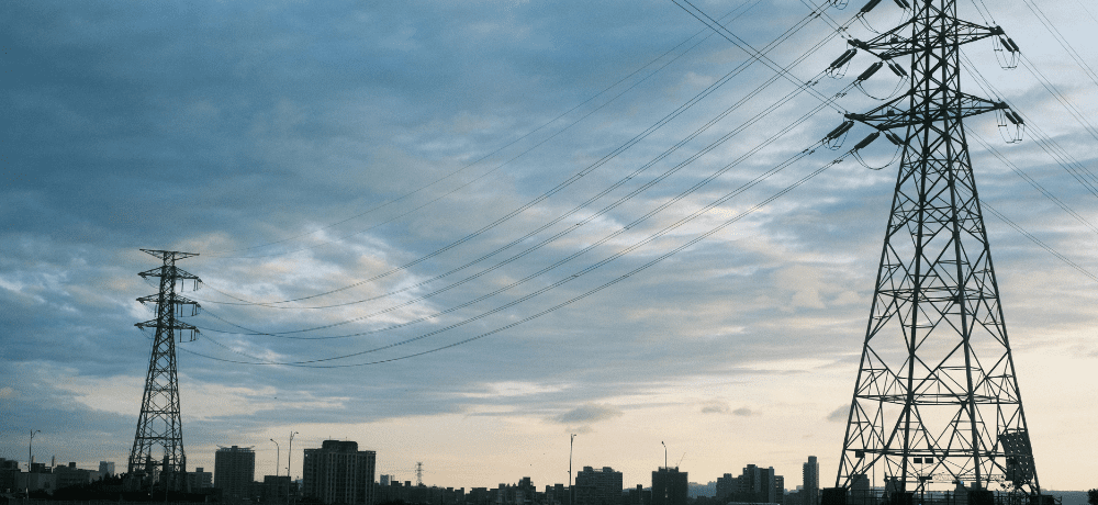 Power lines in an energy grid image.
